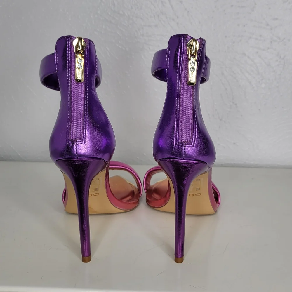 Aldo Heels Pink and Purple Ombre with Gold Point Toe Women's Size 6.5